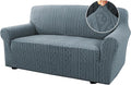 H.VERSAILTEX Loveseat Covers 1 Piece Stretch Couch Covers Anti Slip Sofa Slipcovers Soft Furniture Protector Upgrade Thick Jacquard Fabric with Spiral Pattern(58"-70", Stone Blue)