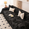 HANDONTIME Washable Couch Covers for Sofa Boho Couch Covers for 3 Cushion Sofa Pet Friendly Black Chenille Jacquard Couch Protector for Dogs Plant Branch Sectional Cover Sofa Slipcovers, 71" X 150"