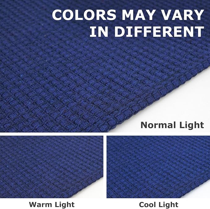 IOHOUZE Washable Exrea Long Hallway Runner Rug 3x18 Non Slip Rubber Backed Kitchen Runner Entryway Runner Indoor, Woven Rugs Floor Carpet for Kitchen Hall Entryway, Royal Blue/Navy