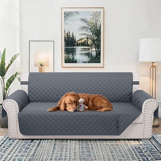 Reversible 4 Seater Sofa Cover 91 Inch Large Couch Cover Furniture Protector(Sofa XX-Large,Dark Blue/Dark Blue)