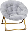 Flash Furniture Kids 23 Inch Folding Saucer Chair, Gray | Soft Gold Frame, Portable