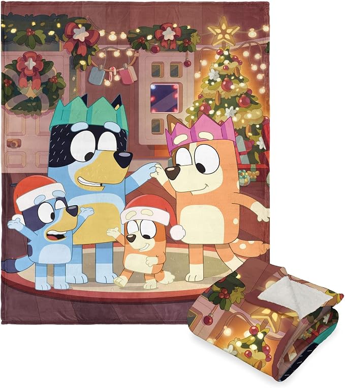 Northwest Bluey Silk Touch Sherpa Throw Blanket, 50" x 60", Family Christmas
