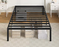 Allewie Twin Bed Frame, 14 inch Metal Beds with Storage Space, Black | Heavy-Duty Metal Platform Beds, Large Under-Bed Storage Space, No Box Spring Needed, Easy Assembly