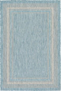 Unique Loom Outdoor Border Collection Area Rug - Soft Border (4' 1" x 6' 1" Rectangle, Aquamarine/ Ivory)