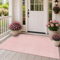 Rugalia Pink Woven Entryway Rug 3x5, Washable Cotton Indoor Outdoor Doormat Low Plie Non-Slip Kitchen Mat, Modern Farmhouse Natural Floor Carpet for Porch Living Room Bedroom Patio