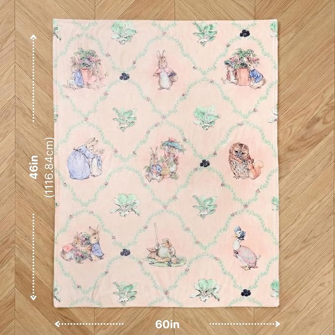 Peter Rabbit & Friends Book Spring Kids Bedding Super Soft Cozy Throw, 46 in x 60 in, (Officially Licensed Product) by Franco
