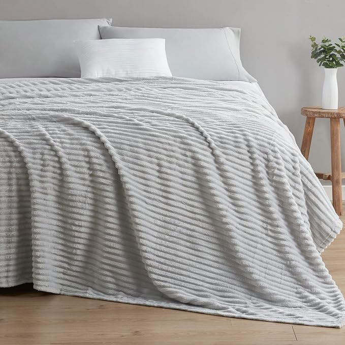 Nestl Light Grey Throw Blanket for Couch - Cozy Warm Fuzzy Blankets for Women, Plush Small Fleece Throws for Girls - Silver, 50 x 60 Inches