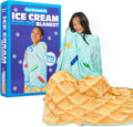 Cozy Concepts Ice Cream Cooling Blanket – Soft Lightweight Throw for Summer Comfort, Cool Vacation Gifts, Cute Ice Cream Design for Cool Days & Nights