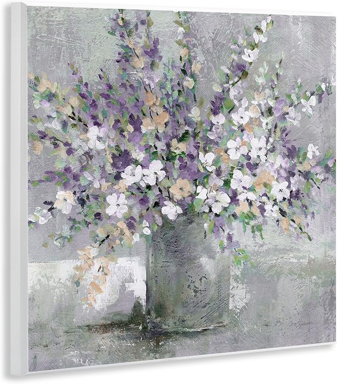 Blossoming Aster Bouquet Floral, 12 x 12 Inch Mounted Print on Wall Plaque | Stupell Industries · By Carol Robinson · Hand finished · Ready to hang · Made in USA