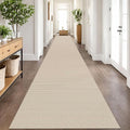 IOHOUZE Washable Exrea Long Hallway Runner Rug 3x20 Non Slip Rubber Backed Kitchen Runner Entryway Runner Indoor, Woven Rugs Floor Carpet for Kitchen Hall Entryway, Cream/Beige
