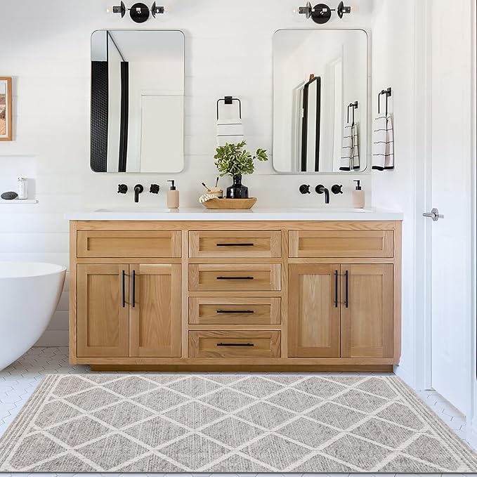 ReaLife Rugs Machine Washable Area Rug Runner - Living Room Bedroom Bathroom Kitchen Entryway Office - Padded Low Pile Stain Resistant Premium - Boho Modern Farmhouse - Tessa - Beige Ivory 2'6" x 8'
