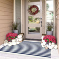 IOHOUZE Striped Area Rug 3'x5' Front Door Rugs Small Washable Area Rug for Front Porch, Spring Summer Welcome Door Mats Outdoor Indoor, Doormat for Entryway Porch Entrance, Navy/White