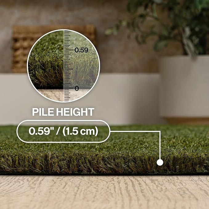 JONATHAN Y Peater Classic Casual Commercial Natural Coir Green 6 ft. x 9 ft. Doormat for Entrance, Front Door, Entryway CHG100F-6