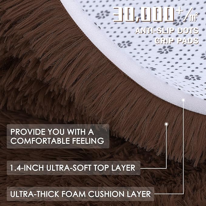 OLANLY 3x6 Machine Washable Runner Rugs for Hallway, Soft Fluffy Shaggy Bedside Rugs for Bedroom, Living Room, Indoor Floor Carpet for Kids Girls and Boys, Nursery Rooms, Home Decor Aesthetic, Coffee