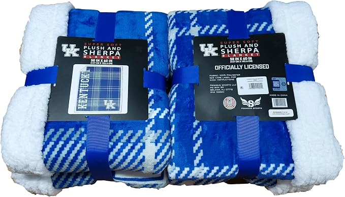 NCAA Kentucky Wildcats Playmaker Plaid Ultra Cozy Sherpa Throw