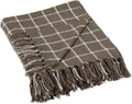 DII Transitional Checked Plaid Woven Throw, 50x60, Brown