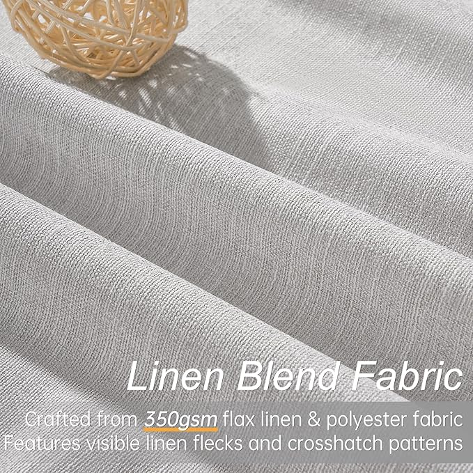 Topfinel Grey Beige 45 Inches Long Linen Blackout Curtains Tiers for Small Window 2 Panels Set Linen Short Drapes for Kitchen Bathroom Curtain Hook Belt Pleated Back Tab (W52 xL45)