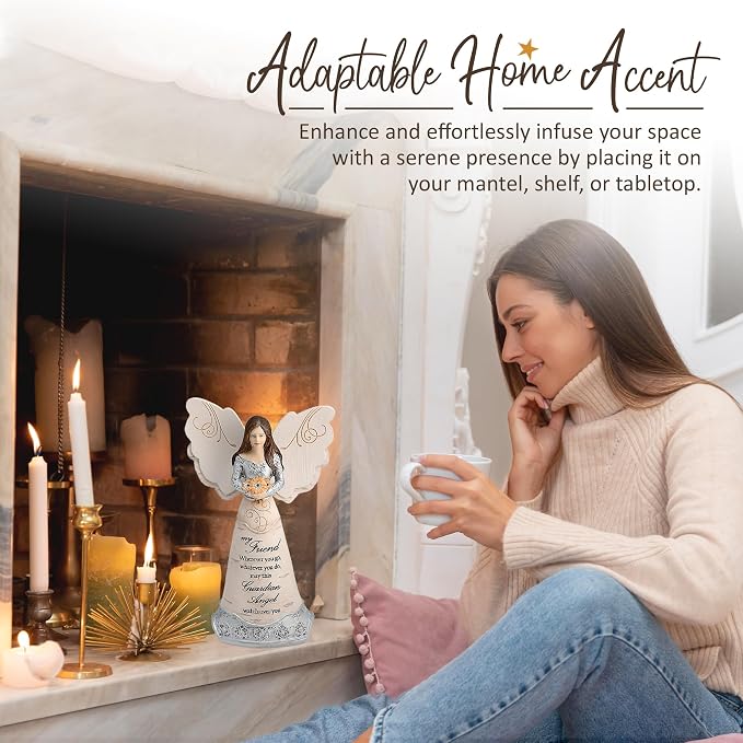 Pavilion Elements Angels Figurine - Guardian Angel Figure Display - "My Friend Wherever You Go, Whatever You Do, May This Guardian Angel Watch Over You" Printed Text, Collectibles Angel Figurines, 6"