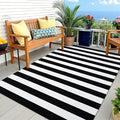 OLANLY Black and White Striped Rug 5' x 7' – Washable Cotton Indoor Outdoor Doormat for Front Door, Entryway, Kitchen, Porch, Patio Decor