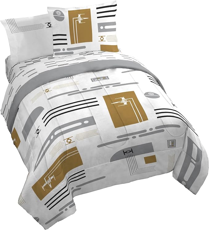 Jay Franco Star Wars Queen Comforter Set 7 Piece Soft Modern Bedding, White | Bed in a Bag, Comforter Sheets Shams Pillowcases, Official Product, Soft Microfiber, Machine Washable, Fan Gift
