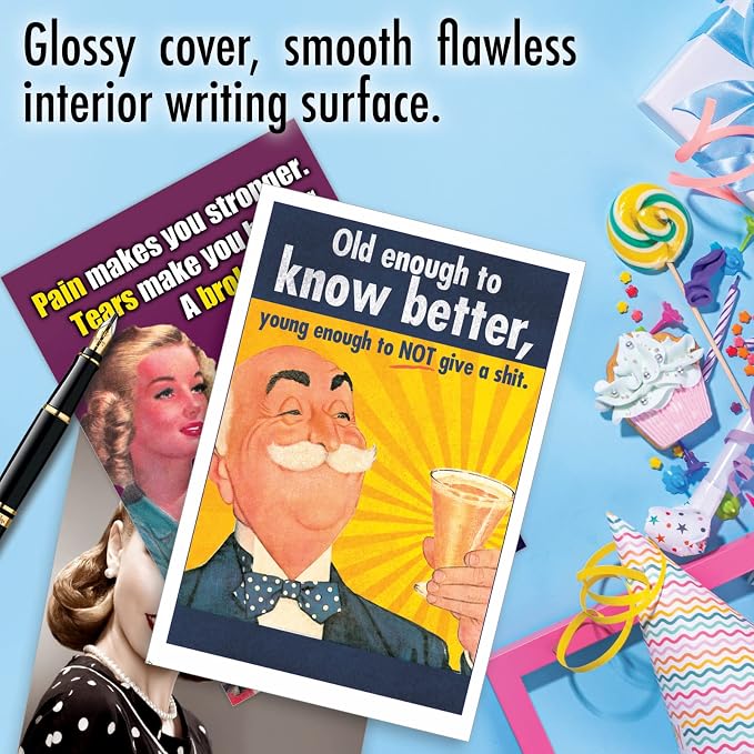 NobleWorks 20 Assorted Box Set Funny Birthday Notecards w/Envelopes for Men, Women (2x10 Designs) Naughty Humor A Very Funny Birthday AC5979BDG-B2x10