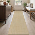 Rugalia Washable Woven Hallway Runner Rug, 2x8 Natural Beige Cotton Rug Runners for Entryway Non-Slip Long Kitchen Mat, Modern Neutral Indoor Outdoor Throw Runner Carpet for Porch Potio
