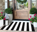 Striped Outdoor Rug 24"x51",Cotton Woven Washable Black and White Front Door Mat Farmhouse Layered Door Mats Throw Rugs for Porch/Bedroom/Home Entrance Decor