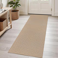 Rugalia Washable Woven Indoor Outdoor Runner Rug, 2x5 Camel Cotton Rug Runners for Hallway Non-Slip Entryway Runner Rugs, Modern Natural Plaid Long Throw Carpet for Kitchen Porch Entrance