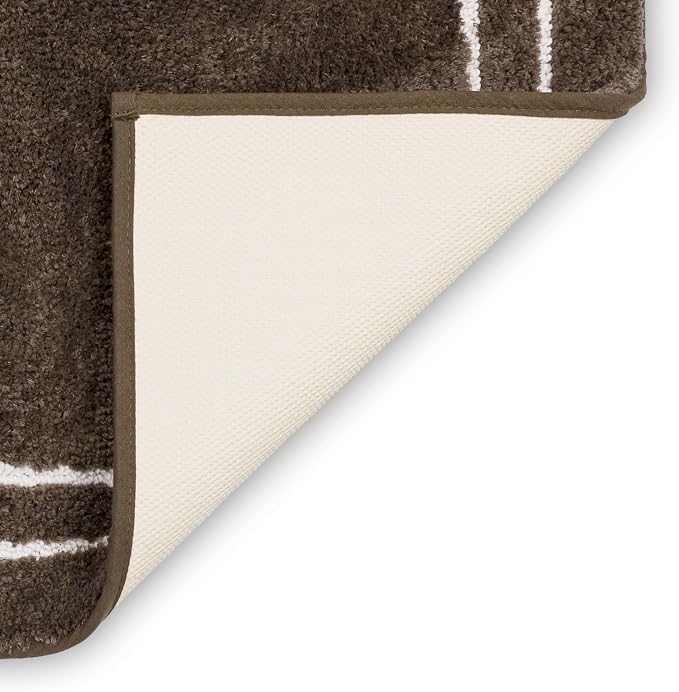 Mohawk Home Corona Casual Geometric Dark Brown 1' 8" X 2' 10" Machine Washable Bath Mat Perfect for Bathroom