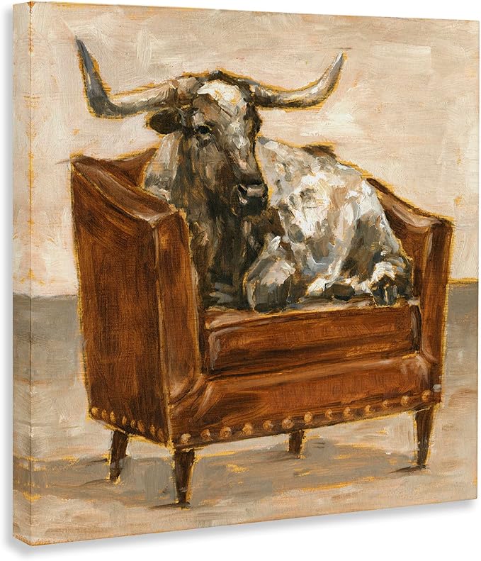 Stupell Industries Brown Cattle Country Charm, 24 x 24 Inch Canvas Wall Art | Stupell Industries | 24 x 24 Inches, Easy to Hang and Sturdy, Made in USA, by Ethan Harper