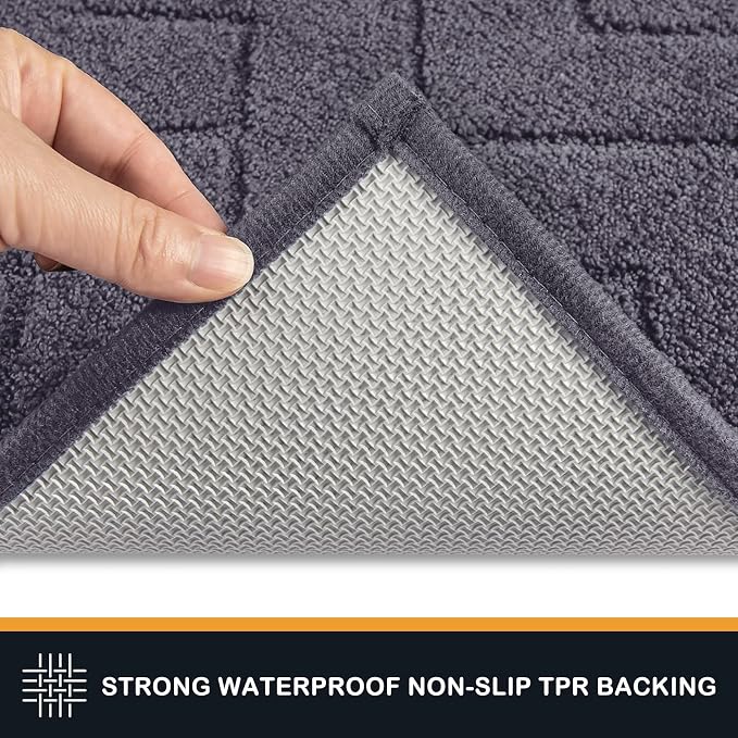 PURRUGS Dirt Trapping Door Mat 34" x 59", Non-Slip Machine Washable Entry Rug, Dog Doormat, Indoor Front Door Mat, Super Absorbent Entryway Rug for Muddy Shoes & Paws, Grey
