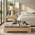 Elevated Wooden Dog Bed with Foam Mattress, Natural Wood, Large | Raised Dog Bed with Washable Cover and Supportive Foam Mattress, Crafted for Large Dogs and Modern Homes