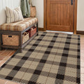 Easy Jute Neutral 4x6 Rugs for Large Entryway, Buffalo Plaid Outdoor Mat for Front Porch, Washable Rugs for Indoor Outdoor Area, Bedroom Bedside, Small Living Room, Non Slip Black and Brown Décor