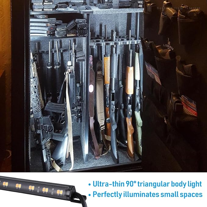 TORCHSTAR 6pcs 12 Inch LED Safe Lighting Kit, Motion Sensor, 3CCT | UL Power Adapter, Input 100-240V, Linkable Gun Safe Light Bars, 900LM, for Under Cabinet Locker Closet, 3000K/4000K/5000K