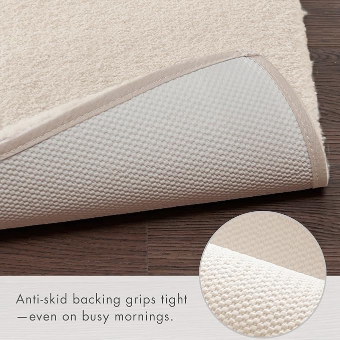 Madison Park Marshmallow Super Soft & Absorbent Bath Rug, 24 x 40, Natural | Non slip Backing, Spa Quality Luxurious Plush Bath Mat for Bathroom, Quick Dry, OEKO TEX