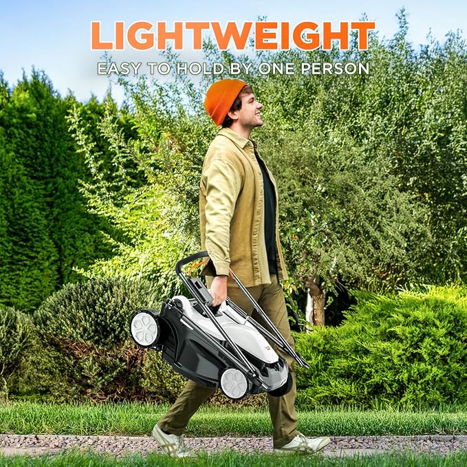 Litheli 40V (2 x 20V) 16" Electric Lawn Mower Cordless, Brushless Lawnmower with 6-Height Adjust, Portable & Lightweight Push Battery Powered Lawn Mower (2 * 4.0AH Batteries Included)