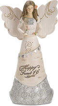 Pavilion - Happy Sweet 16 - Angel Figurine Holding a Birthday Cake 6 Inches,Silver