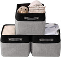 DECOMOMO Storage Bins, Large Fabric Storage Baskets for Shelves 3 Pack | 15 x 11 x 9.5 inches Decorative Linen Closet Organizers (Grey & Black)