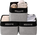 DECOMOMO Storage Bins, Extra Large Fabric Storage Baskets for Shelves 3Pack | 15.8 x 12.5 x 10 inches Decorative Linen Closet Organizers (Grey & Black)
