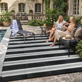 Lahome Striped Outdoor Rug Waterproof, 6x9 Reversible Outdoor Plastic Straw Rug for Camping, RV Patio Rugs Large Carpet for Porch Deck Backyard Balcony Picnic(Black/Grey,6'x 9')