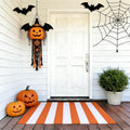 Striped Outdoor Rug 27.5x43 Orange and White Front Door Mat, Halloween Layering Rug for Porch, Washable Doormat, Cotton Area Rug for Outdoor Entrance Entryway Patio Porch Decor