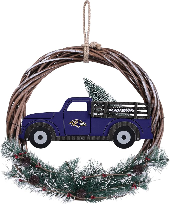 FOCO NFL Unisex-Adult NFL Team Logo Holiday Wreath with Truck