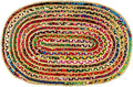 COTTON CRAFT Jute Chindi Braid Rag Rug - Boho Farmhouse Rustic Area Accent Throw Rug - Handwoven Reversible Natural Recycled Cotton- Living Room Den Study Home Décor Gift - 2' x 3' Oval - Multi Color