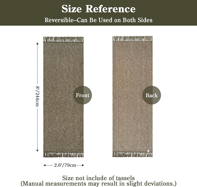 Collive Moss Green Kitchen Runner Rug, Modern Farmhouse Hallway Runner Rug Boho Washable Bathroom Rugs, 2.6' x 8' Braided Entry Hall Carpet for Laundry Bedroom Decor