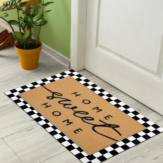 Tinideya 2 Pcs Door Mat Welcome Non Slip Coir Mats Floor Layering Doormats Seasonal for Front Porch Entryway Decor(Home Sweet)