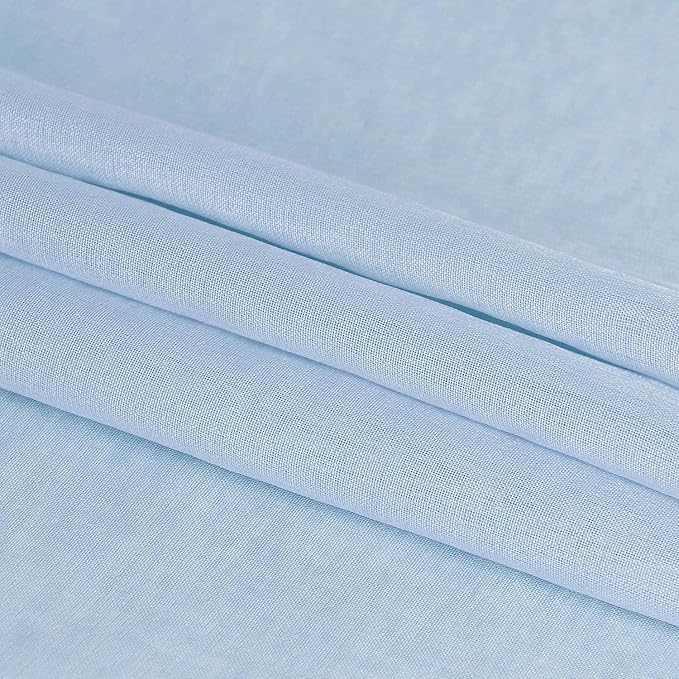 DWCN Sky Blue Sheer Curtains Semi Transparent Voile Rod Pocket Curtains - Image 6
