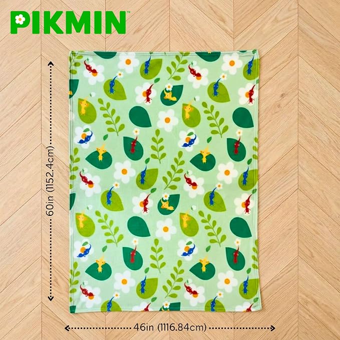 Nintendo Pikmin Game Throw Blanket 60 in x 46 in – Kids Soft Cozy Plush for Couch, Bed & Travel, (Officially Licensed Product) by Franco
