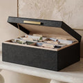 ZICOTO Decorative Photo Storage Box - Sturdy PU Leather Photo Organizer with Dividers is Perfect to Store Up to 1200 Pictures and 4x6 Photos - Portable Scrapbook Storage Containers with Lid