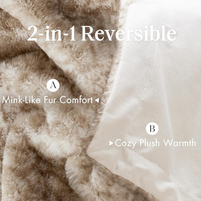 Madison Park Zuri Faux Fur Reversible Throw Blanket, 50 x 60 in, Leopard | Soft Plush, Luxury, Animal Stripes, Mink Reverse, Modern, All Season, for Bed Sofa Couch, OEKO-TEX Certified