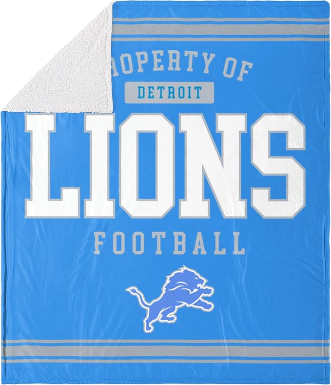 FOCO Detroit Lions NFL Team Property Of Sherpa Fleece Blanket
